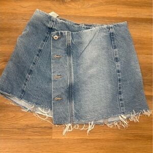 American Eagle Outfitters Light Blue Frayed Mini Skirt